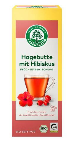 Produktfoto zu Früchtetee Hagebutte-Hisbiskus im Teebeutel