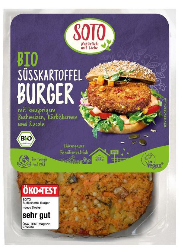 Produktfoto zu Süßkartoffel-Burger mit Buchweizen, Kürbiskernen und Rucola