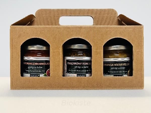 Produktfoto zu Geschenkbox dreierlei mediterrane Marmeladen